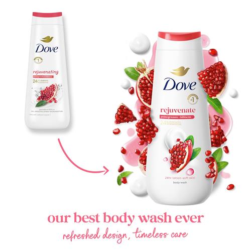 Dove Body Wash Rejuvenate Pomegranate & Hibiscus For 24Hr Lotion-Soft Skin Moisturizing Skin Cleanser With No Sulfates No Parabens 20 Oz