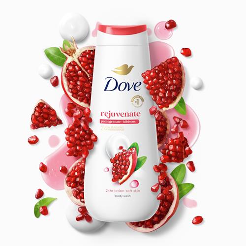 Dove Body Wash Rejuvenate Pomegranate & Hibiscus For 24Hr Lotion-Soft Skin Moisturizing Skin Cleanser With No Sulfates No Parabens 20 Oz