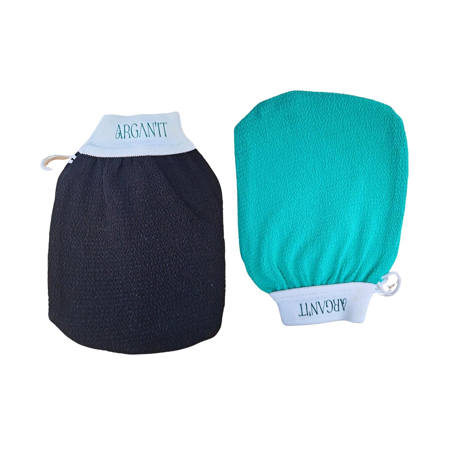Moroccan Kessa Exfoliating Body Glove Set of 2 - Traditional Deep Cleansing for Skin Exfoliation & Dead Skin Removal (Garnet, Light Green, Beige, Black)
